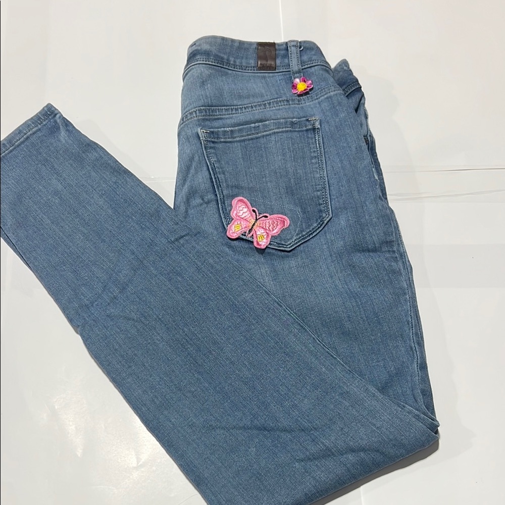 Simply Vera Vera Wang Blue Jeans with Pink Butterfly Patch